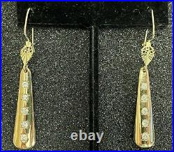0.40 Ct Moissanite Art Deco Vintage Drop Dangle Earring 14K Gold Plated Silver