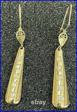 0.40 Ct Moissanite Art Deco Vintage Drop Dangle Earring 14K Gold Plated Silver