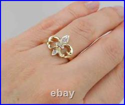0.50Ct Round Cut Real Moissanite Art Deco Vintage Ring 14K Yellow Gold Plated