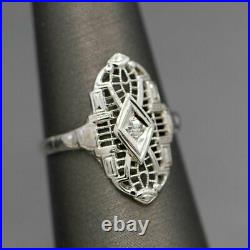 0.52CT Moissanite Vintage Art Deco Spiderweb Filligree Ring 925 Sterling Silver