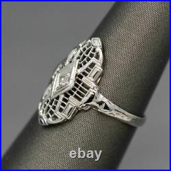0.52CT Moissanite Vintage Art Deco Spiderweb Filligree Ring 925 Sterling Silver