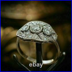 0.53Ct Round Cut Simulated Diamond Cluster Vintage Style Ring Sterling Silver