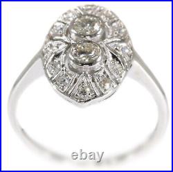 0.56CT Round Moissanite Art Deco Vintage Wedding Two Stone Ring 14K White Gold