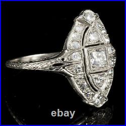 0.98CT Round Cut CZ Stone Milgrain Set Art Deco Vintage Ring 925 Sterling Silver