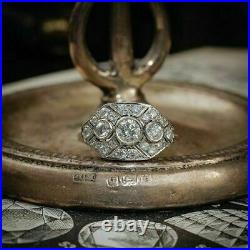 1.20 Ct Round Diamond Art Deco Vintage Engagement Ring 14K White Gold Over
