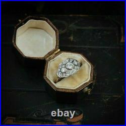 1.20 Ct Round Diamond Art Deco Vintage Engagement Ring 14K White Gold Over