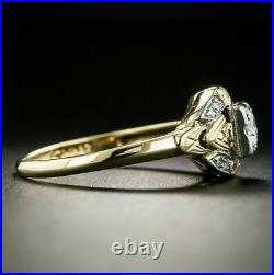 1.21 Ct VVS1 Diamond Geometric Late Art Deco Vintage Ring 14K Yellow Gold Over