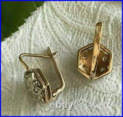 1.30 Lab-Created Diamond Vintage Art Deco Stud Earrings 14K Yellow Gold Plated