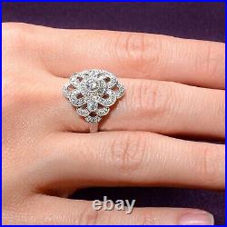 1.41CT Round & Baguette CZ Stone Art Deco Vintage Ring For Her 14K White Gold