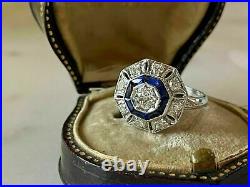 1.42 CT Moissanite Engagement Wedding Vintage Art Deco Ring 925 Sterling Silver
