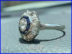1.42 CT Moissanite Engagement Wedding Vintage Art Deco Ring 925 Sterling Silver