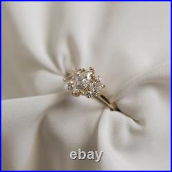 1.45CT Marquise Cut Moissanite Vintage Art Deco Engagement Ring 14K Yellow Gold