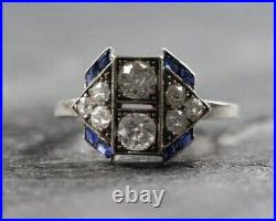 1.50 Ct Simulated Diamond Vintage Art Deco Engagement Ring 14K White Gold Plated