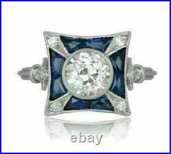 1.55CT Diamond Antique Vintage Retro Art Deco Engagement Ring 14K White Gold FN