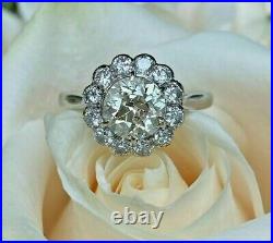 1.60Ct Real Moissanite 14k White Gold Plated Vintage Art Deco Engagement Ring