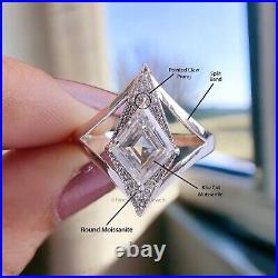 1.65 CT Kite Cut Colorless Moissanite Gold Ring Art Deco Vintage Ring FD27
