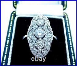1.74Ct Natural Moissanite 14k White Gold Plated Art Deco Vintage Wedding Ring 7