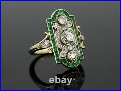 1.80CT White Round Diamond Vintage Art Deco Antique Ring 14K Yellow Gold Finish