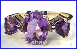 10k SOLID GOLD GRAPE PURPLE AMETHYST ART DECO 1919-39 Sz6 RING 3 Gr