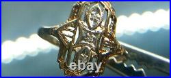 10k Yellow Gold Vintage Antique Art Deco Diamond Shield Ring Diamond size 6