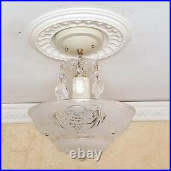 148b Vintage antique Ceiling Glass Light Chandelier Lamp Fixture Hall Bath