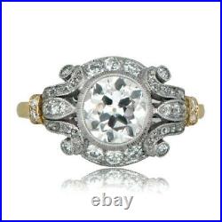 14K 2-Tone Gold Over Antique Vintage Art Deco Simulated Diamond Engagement Ring
