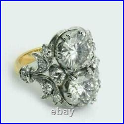 14K 2-Tone Gold Over Art Deco Vintage Lab-Created 3CT Round Diamond Wedding Ring