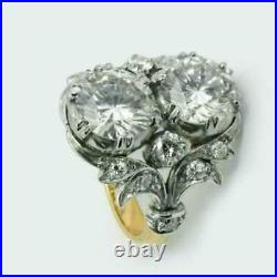 14K 2-Tone Gold Over Art Deco Vintage Lab-Created 3CT Round Diamond Wedding Ring