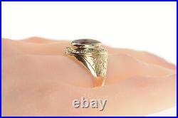 14K Art Deco Amethyst Diamond Halo Etched Ring Yellow Gold 04