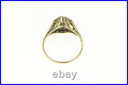 14K Art Deco Diamond Solitaire Filigree Promise Ring Yellow Gold 91