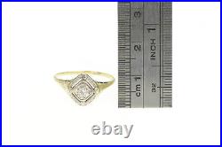 14K Art Deco Diamond Solitaire Filigree Promise Ring Yellow Gold 91