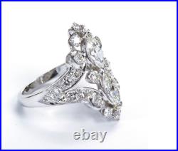 14K White Gold FN 2CT Lab-Created Diamond Vintage Art Deco Engagement Ring Gift