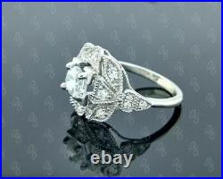 14K White Gold Finish 2CT Lab-Created Diamond Art Deco Vintage Engagement Ring
