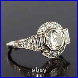 14K White Gold Over 1.48CT Moissanite Perfect Vintage Art Deco Engagement Ring