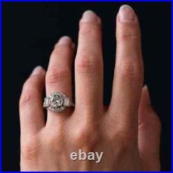 14K White Gold Over 1.48CT Moissanite Perfect Vintage Art Deco Engagement Ring