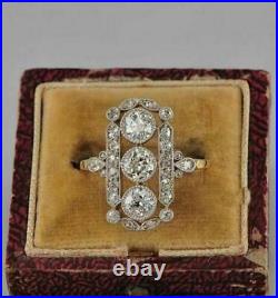 14K White Gold Over 1.85CT Lab-Created Diamond Vintage Art Deco Antique Ring