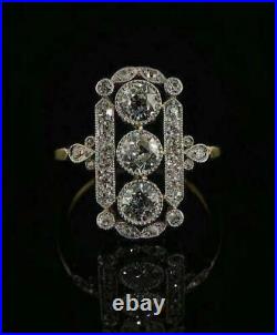 14K White Gold Over 1.85CT Lab-Created Diamond Vintage Art Deco Antique Ring