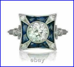 14K White Gold Over 2.5 Ct Diamond Vintage Antique Retro Wedding Art Deco Ring