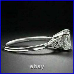 14K White Gold Over 2CT Asscher Cut Moissanite Art Deco Vintage Engagement Ring