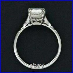 14K White Gold Over 2CT Asscher Cut Moissanite Art Deco Vintage Engagement Ring