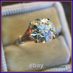 14K White Gold Over 3.55CT Lab-Created Diamond Art Deco Vintage Engagement Ring