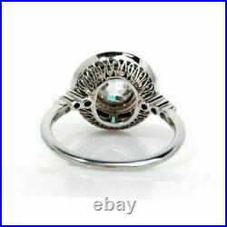 14K White Gold Over Engagement Geometric Late Art Deco Vintage Ring 2Ct Diamond