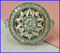 14K White Gold Over Geometric Art Deco Vintage Ring 2.30 Ct Simulated Diamond