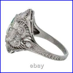 14K White Gold Over Incredible Vintage Art Deco Engagement Ring 1.8CT Moissanite