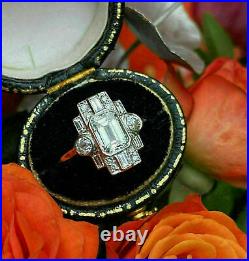 14K White Gold Over Vintage Art Deco Engagement Anniversary Ring 2.67 Ct Diamond