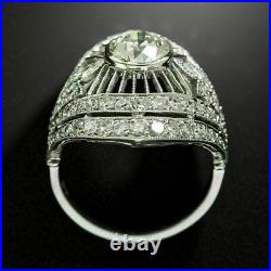 14K White Gold Over Vintage Art Deco Engagement Ring 2.01 Ct Simulated Diamond