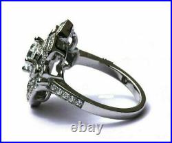 14K White Gold Over Vintage Inspire Engagement Milgrain Fancy Ring 2.7Ct Diamond