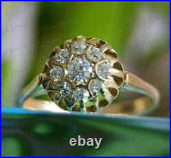 14K Yellow Gold Finish 2.01Ct Lab-Created Diamond Art Deco Wedding Vintage Ring