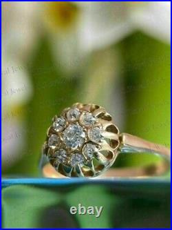 14K Yellow Gold Finish 2.01Ct Lab-Created Diamond Art Deco Wedding Vintage Ring