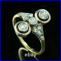 14K Yellow Gold Over Stunning Vintage Art Deco Engagement Ring 2.11 Ct Diamond